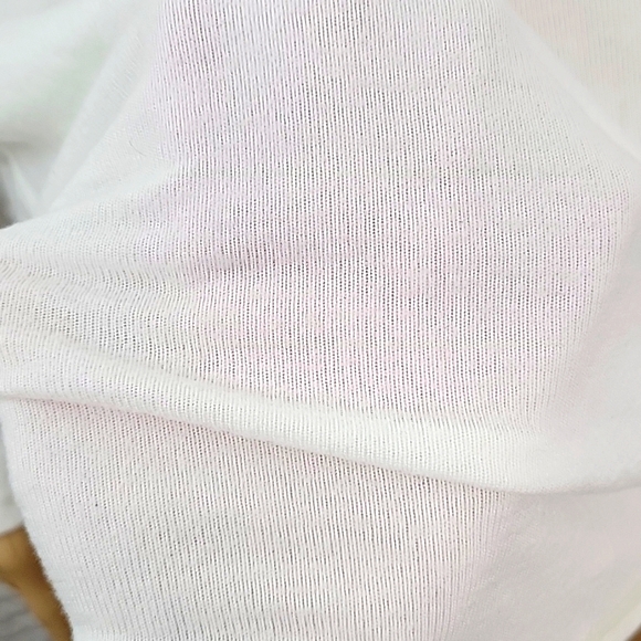 Cream White Long Sleeve Crew Neck T-Shirt in Large Size - Picture 8 of 10